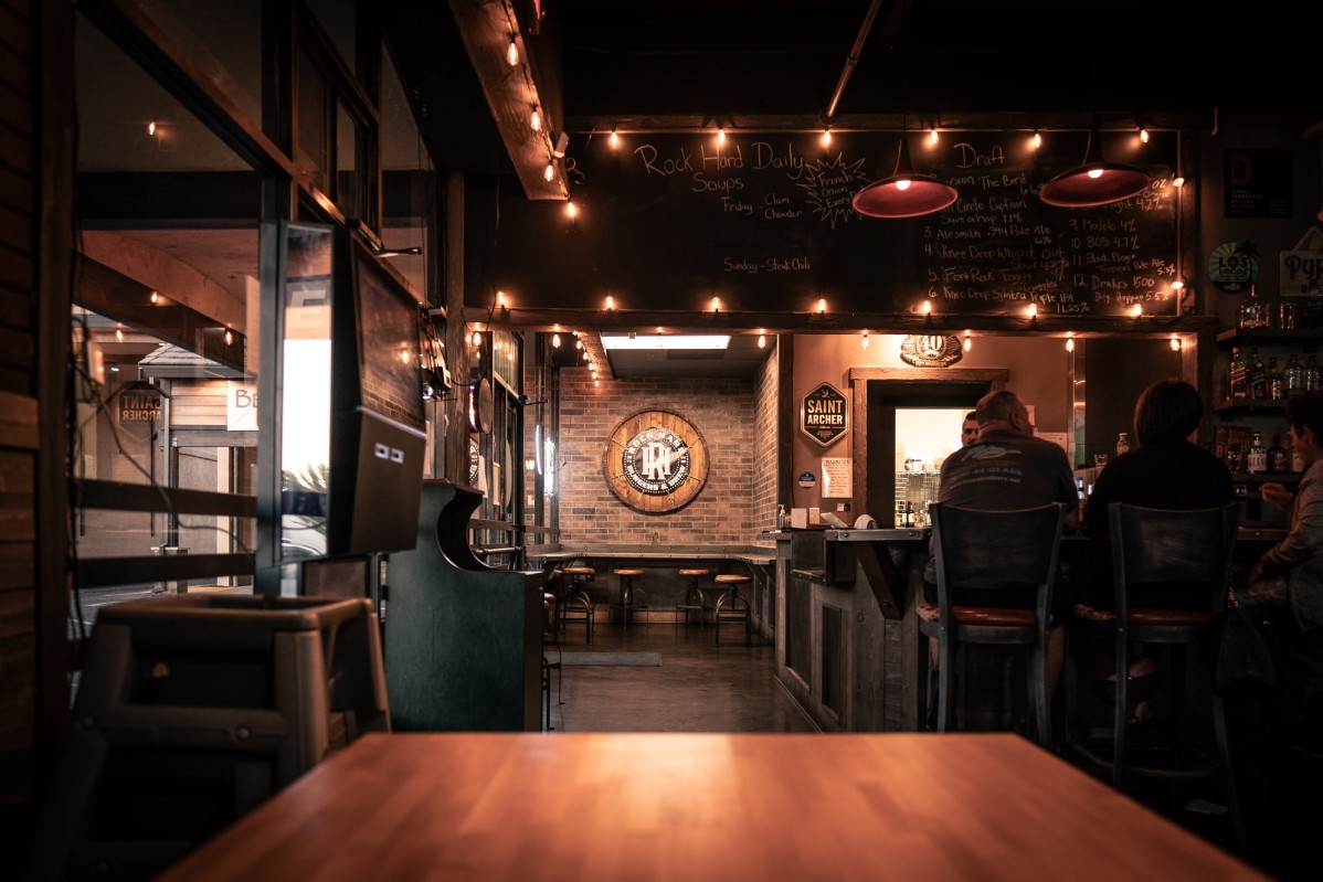 Rock Hard Burgers & Brew bar interior in Citrus Heights, CA